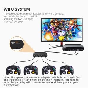 4 Ports GameCube Controller Adapter for Nintendo Wii U/PC USB/Switch